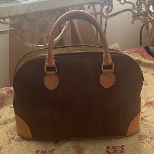 Etro Milano Alma style excellent veshetta and coated canvas Paisley Tote